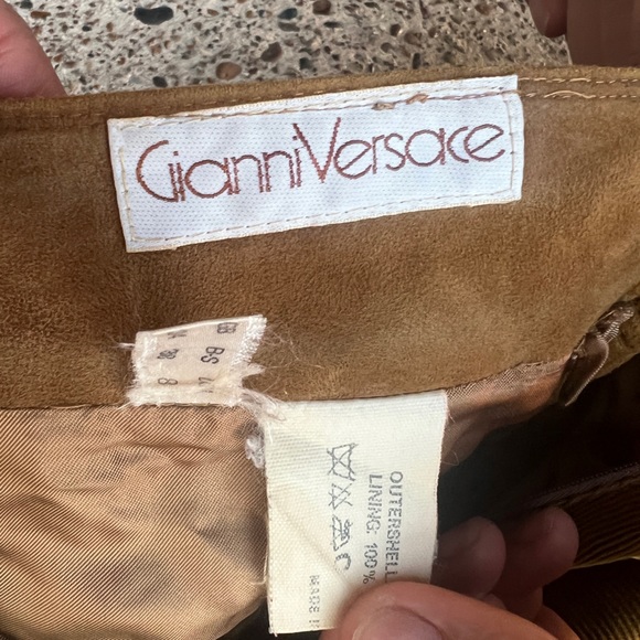 Vintage Rare 80’s Gianni Versace Size 8  Mid Skirt Brown Suede 100% Leather - Picture 2 of 10